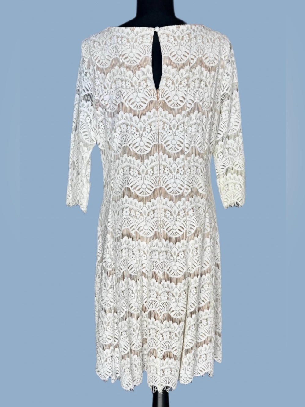 Jessica Howard Ivory Lace Lined Midi Sheath Dress size 16 - Picture 2 of 12